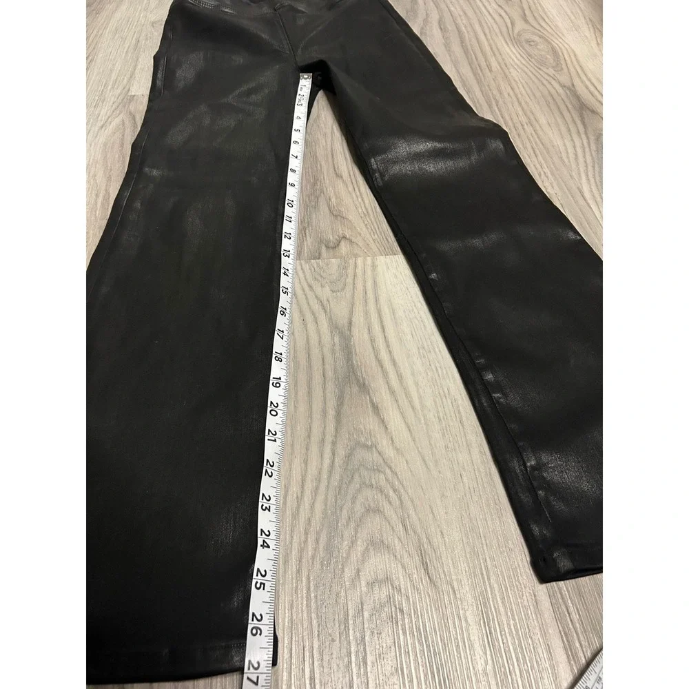 Frame Noir Coated Flare Leg Pants Black Faux Leather Look stretch Size 1 luxury